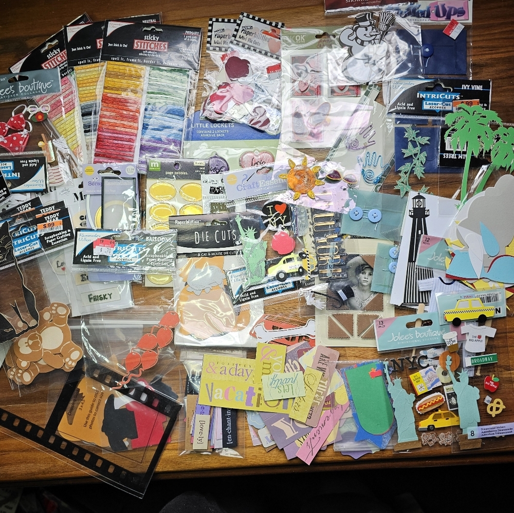 Scrapbook Paper Crafting Die-Cut Shapes And Embellishments Lot